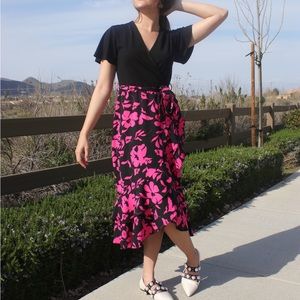 NEW floral pink and black Amazon wrap dress